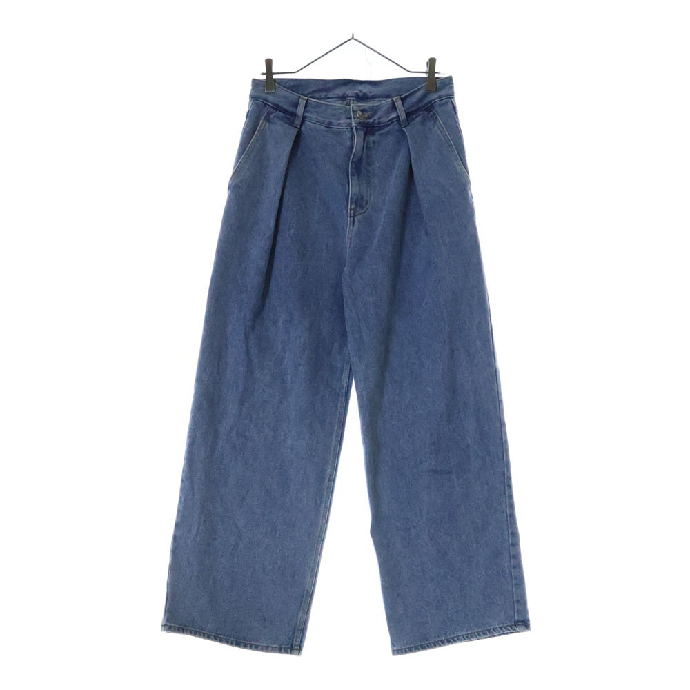 ADER ERROR(アーダーエラー) ロゴ 革パッチ ワイド デニムパンツ ジーンズ インディゴ BO42FYJE0102SB