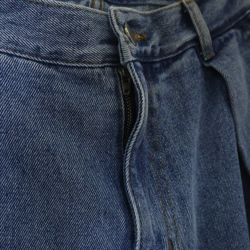 ADER ERROR(アーダーエラー) ロゴ 革パッチ ワイド デニムパンツ ジーンズ インディゴ BO42FYJE0102SB