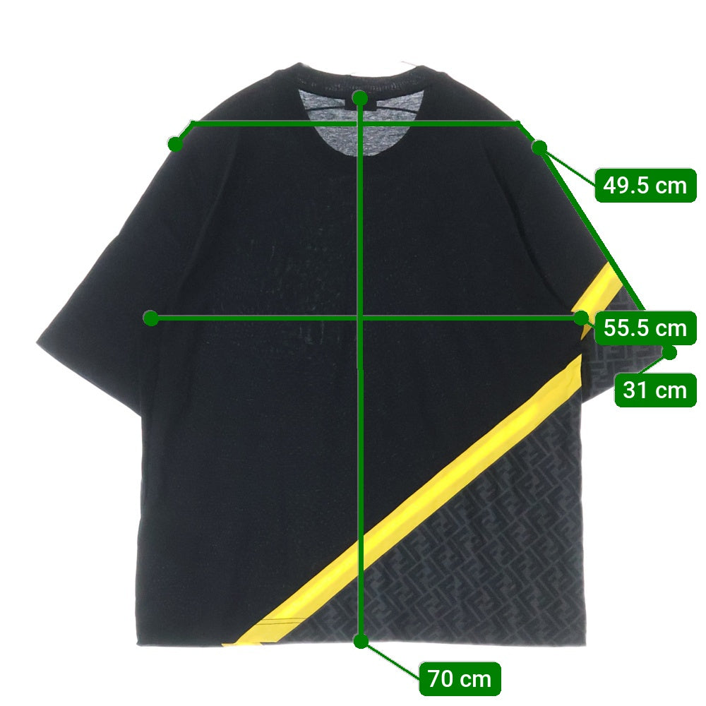 FENDI(フェンディ) 23SS FF ズッカ柄 クルーネック半袖Tシャツカットソー ブラック FAF682AN68