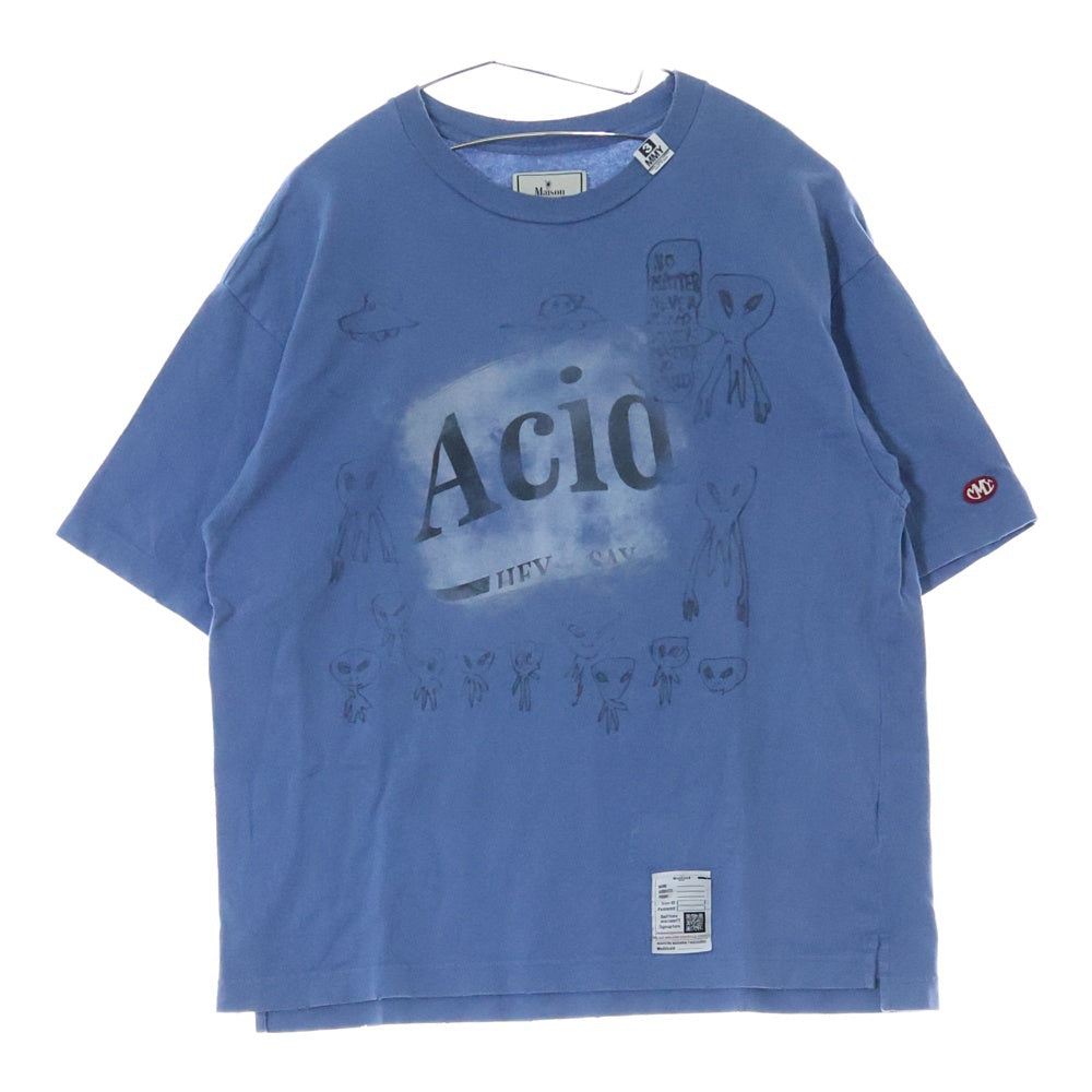 MAISON MIHARAYASUHIRO(メゾンミハラヤスヒロ) DISTRESSED ACID TEE プリント半袖カットソー 半袖Tシャツ ブルー J12TS552
