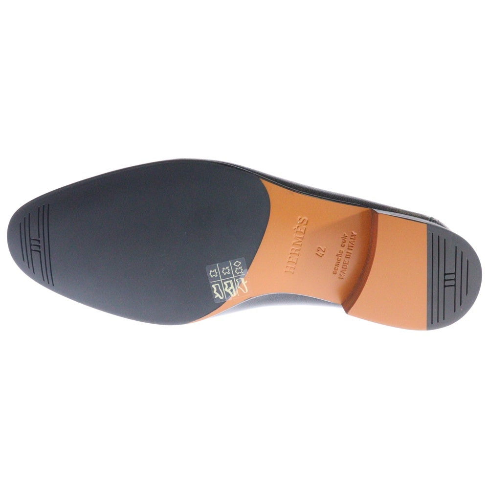 HERMES(エルメス) モカシン パリ シルバー金具 レザー ローファー ブラック AF172368ZA2402