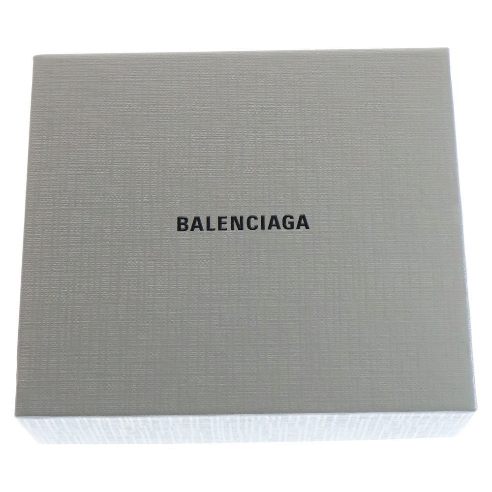 BALENCIAGA(バレンシアガ) CASH SQUARE FOLDED COIN 594315 1090 ロゴプリント レザー コンパクトウォレット 二つ折り財布 ブラック