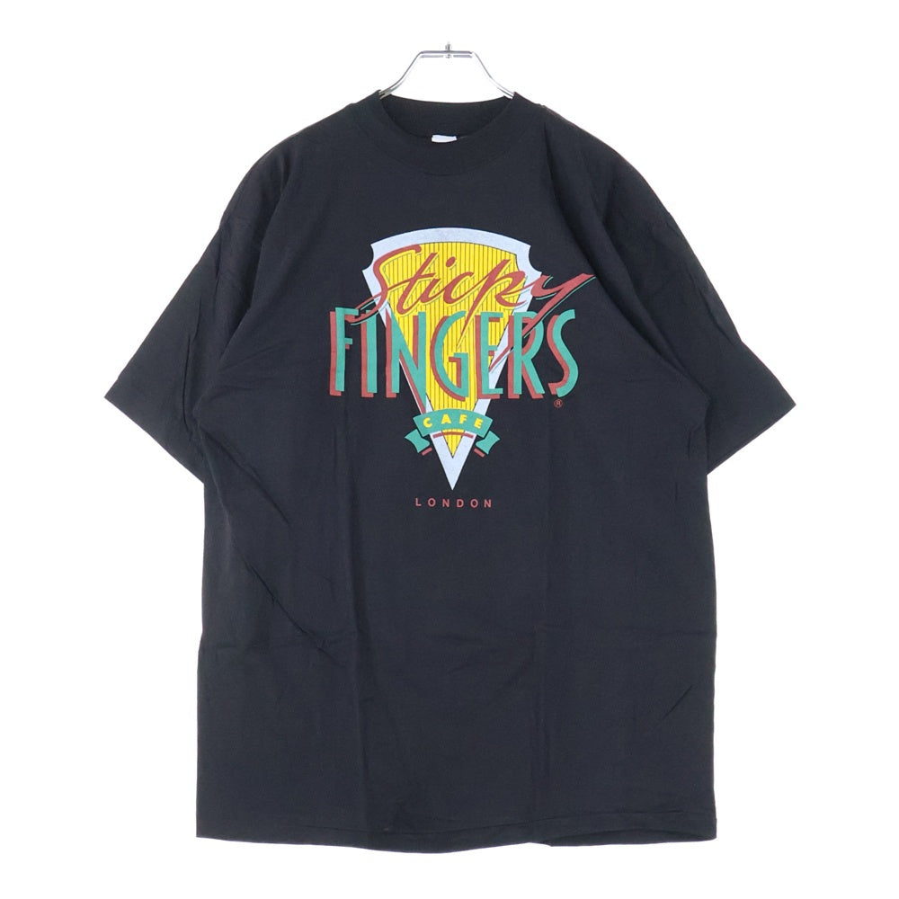 VINTAGE(ヴィンテージ) 90s STICKY FINGERS TEE スティッキーフィンガープリント半袖カットソー 半袖Tシャツ シングルステッチ ブラック