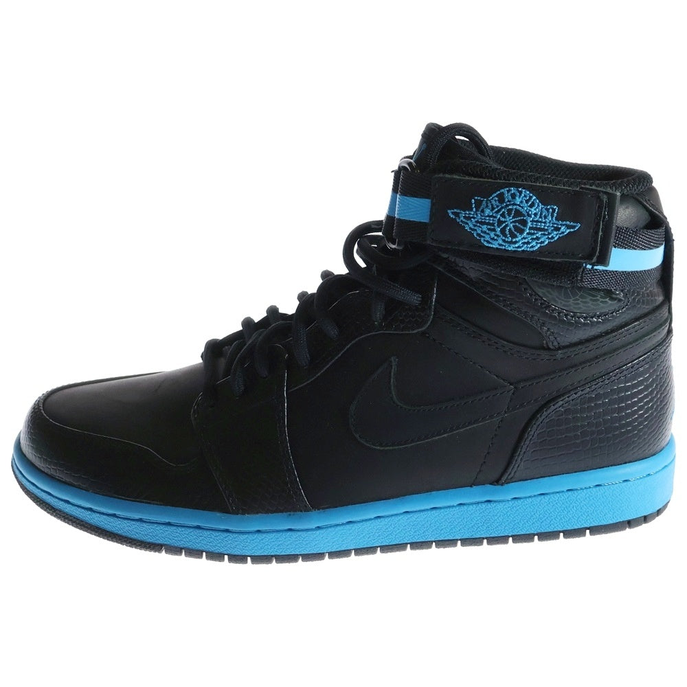 NIKE(ナイキ) 【観賞用2009年製】AIR JORDAN 1 HIGH STRAP 375352-001 エアジョーダン1 ハイ ストラップ ハイカットスニーカー シューズ ブラック/ブルー US8/26cm