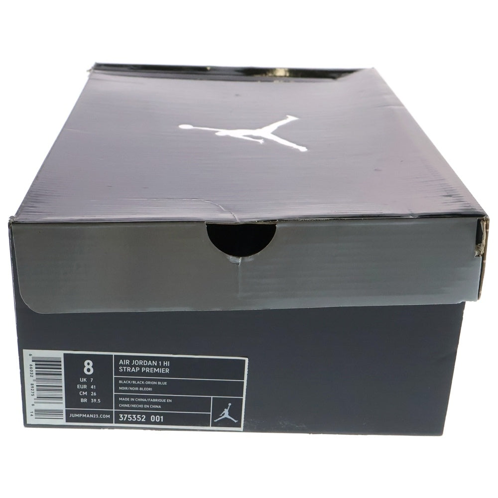 NIKE(ナイキ) 【観賞用2009年製】AIR JORDAN 1 HIGH STRAP 375352-001 エアジョーダン1 ハイ ストラップ ハイカットスニーカー シューズ ブラック/ブルー US8/26cm