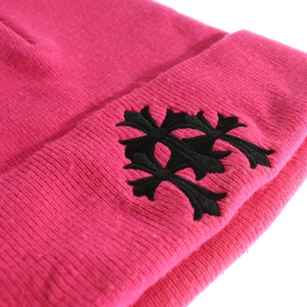 CHROME HEARTS(クロムハーツ) WATCH CAP 3 CH CRS NEON セメタリークロス刺繍ビーニーキャップ帽子 ニットキャップ ピンク