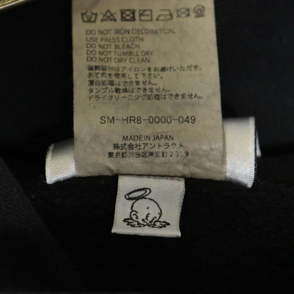 SAINT MICHAEL(セントマイケル) 25SS SAINT MX6 HOODIE ロゴ刺繍プルオーバースウェットパーカー フーディー ブラック SM-HR8-0000-049