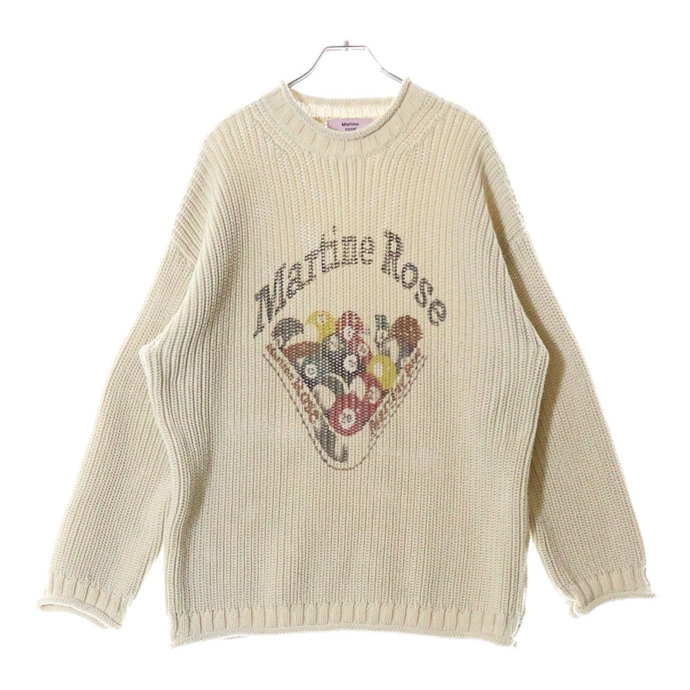 MARTINE ROSE(マーティンローズ) LOGO PRINT SWEATER ビリヤードボールデザインセーター ニット アイボリー S1OMR921W