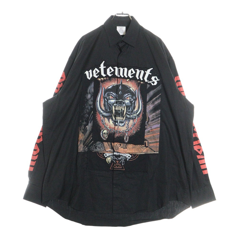 VETEMENTS(ヴェトモン) モーターヘッドプリント オーバーサイズ 長袖シャツ ブラック UE64SH240B