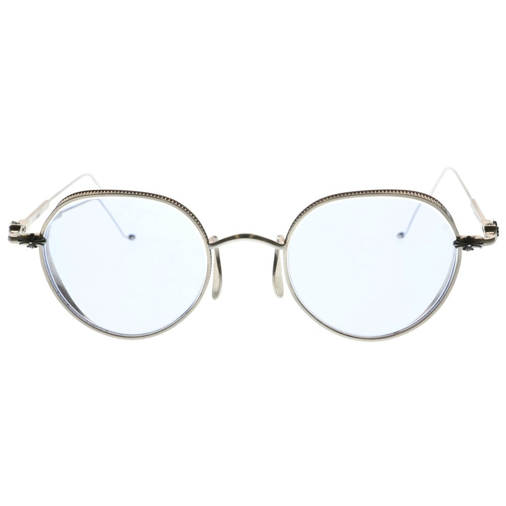 CHROME HEARTS(クロムハーツ) VAGASOREASS サイドクロステンプル ラウンドフレーム アイウェア サングラス 度入り シルバー 48□22‐147