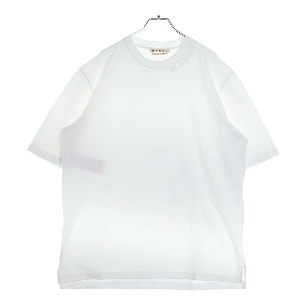 MARNI(マルニ) 24SS ORGANIC COTTON OVER SIZE TEE ネックロゴ刺繍オーガニックコットンクルーネック 半袖Tシャツ ホワイトHUMU0287X0