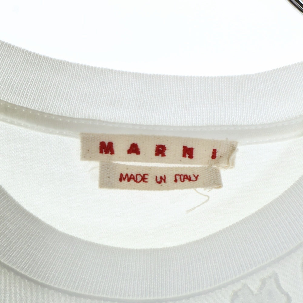 MARNI(マルニ) 24SS ORGANIC COTTON OVER SIZE TEE ネックロゴ刺繍オーガニックコットンクルーネック 半袖Tシャツ ホワイトHUMU0287X0