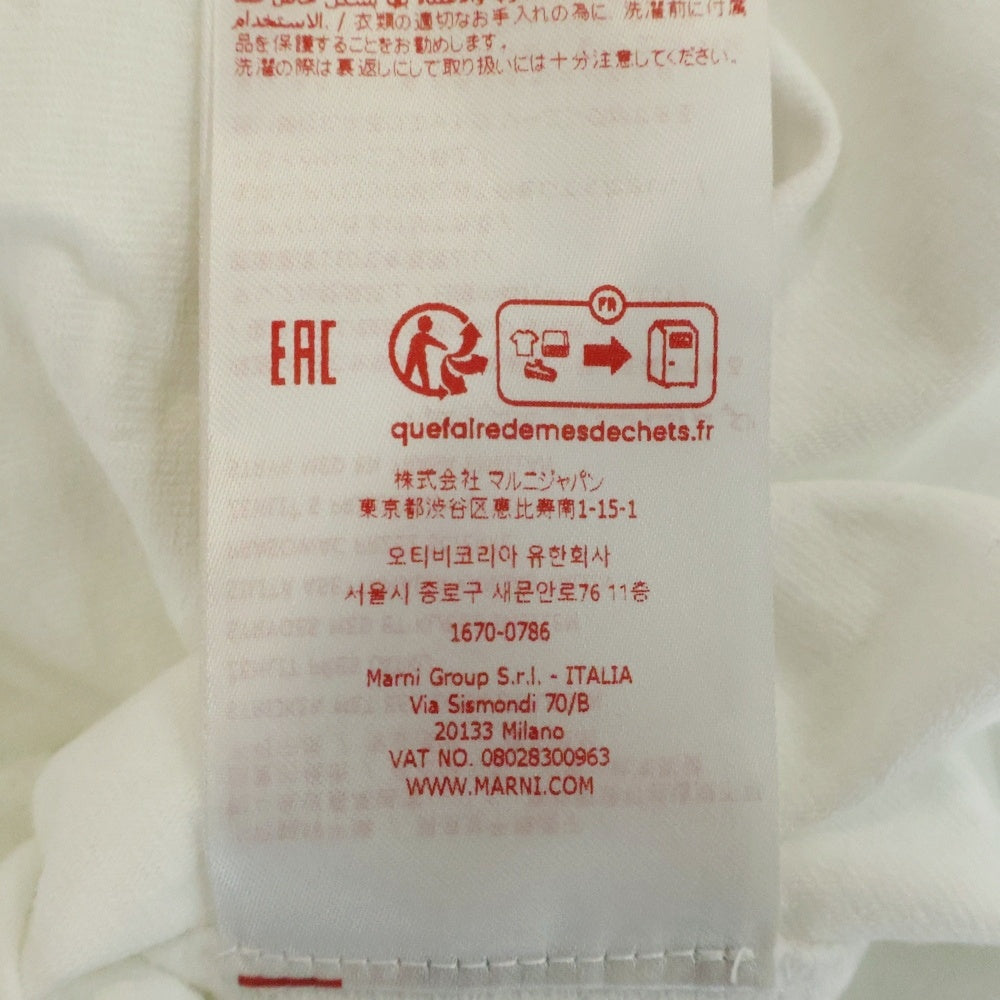 MARNI(マルニ) 24SS ORGANIC COTTON OVER SIZE TEE ネックロゴ刺繍オーガニックコットンクルーネック 半袖Tシャツ ホワイトHUMU0287X0