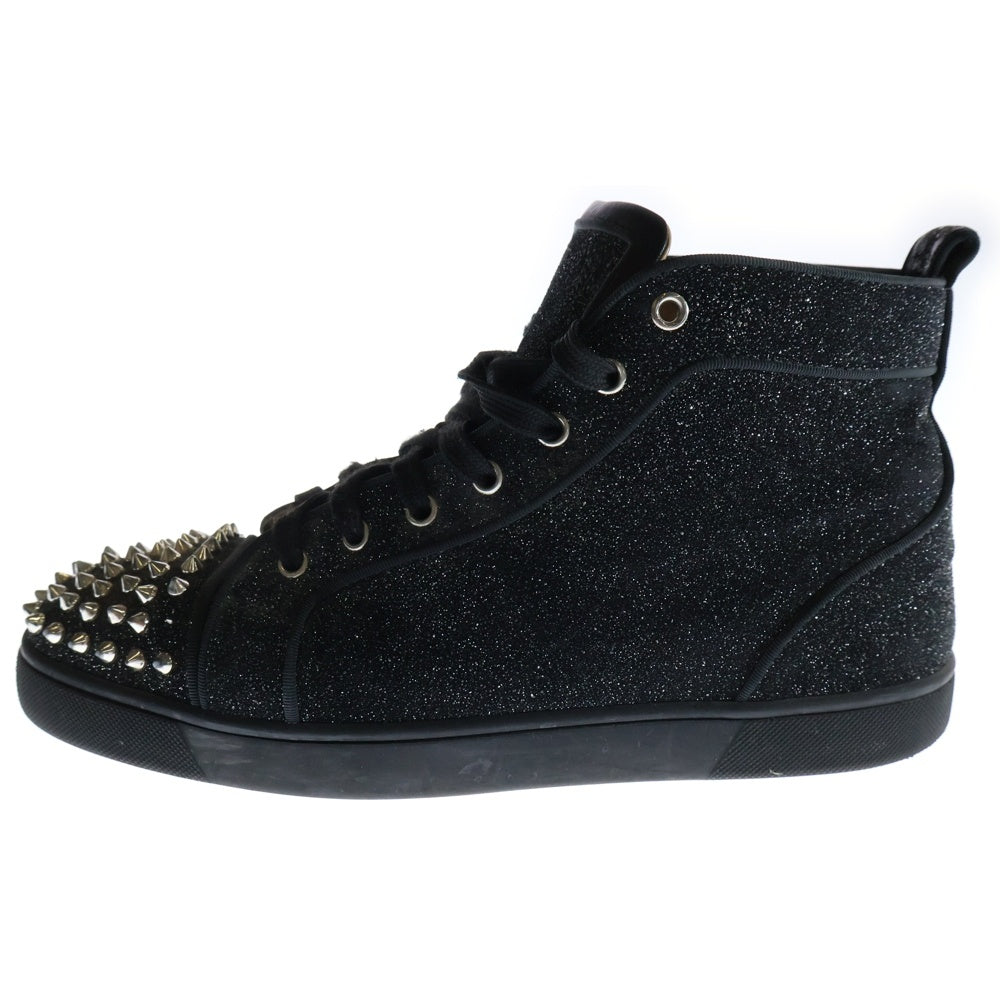 CHRISTIAN LOUBOUTIN(クリスチャンルブタン) スタッズ レザーハイカットスニーカー グリッター ブラック MILKYLOUIS2