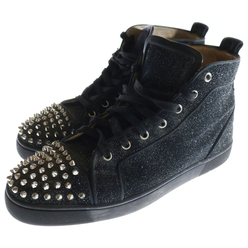 CHRISTIAN LOUBOUTIN(クリスチャンルブタン) スタッズ レザーハイカットスニーカー グリッター ブラック MILKYLOUIS2