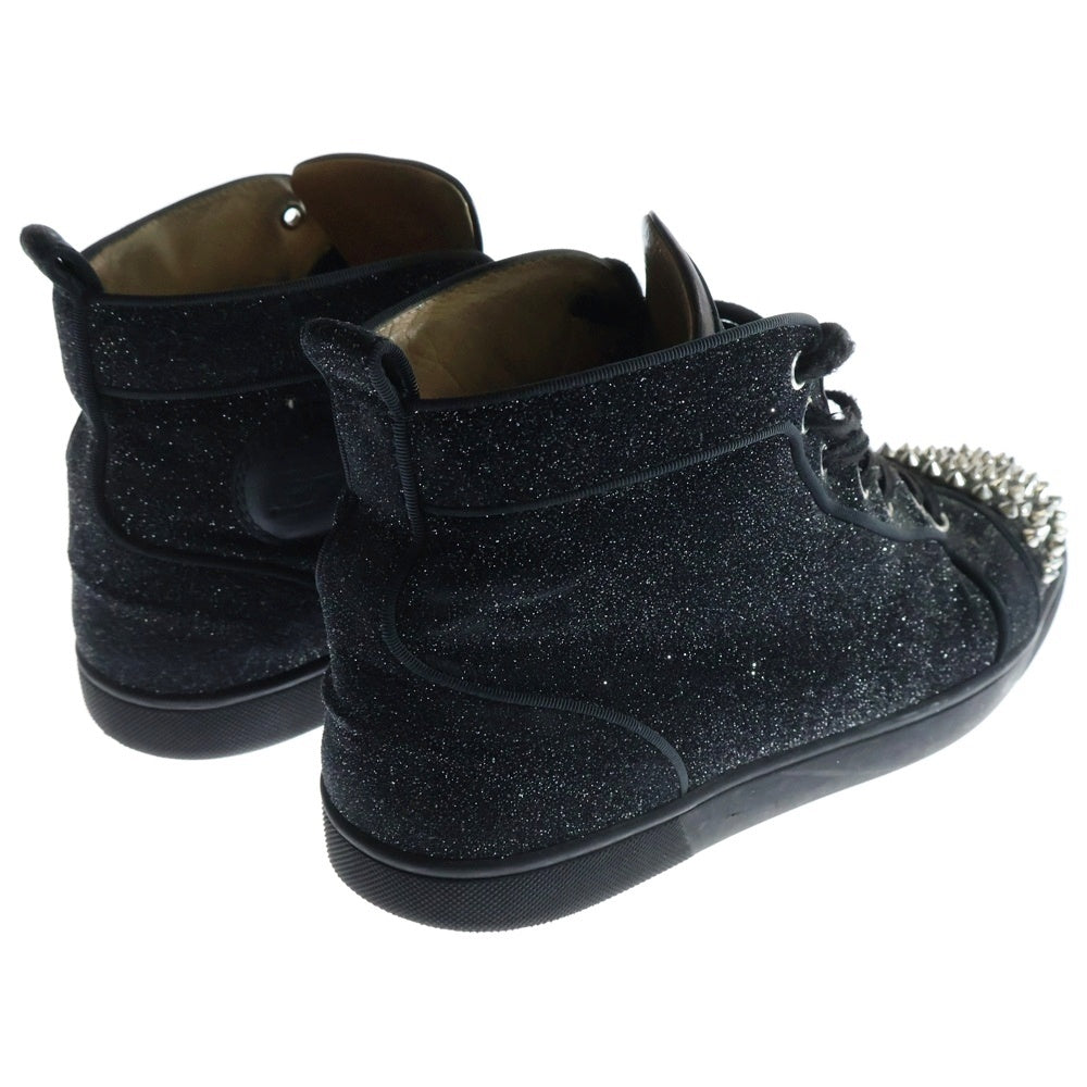 CHRISTIAN LOUBOUTIN(クリスチャンルブタン) スタッズ レザーハイカットスニーカー グリッター ブラック MILKYLOUIS2