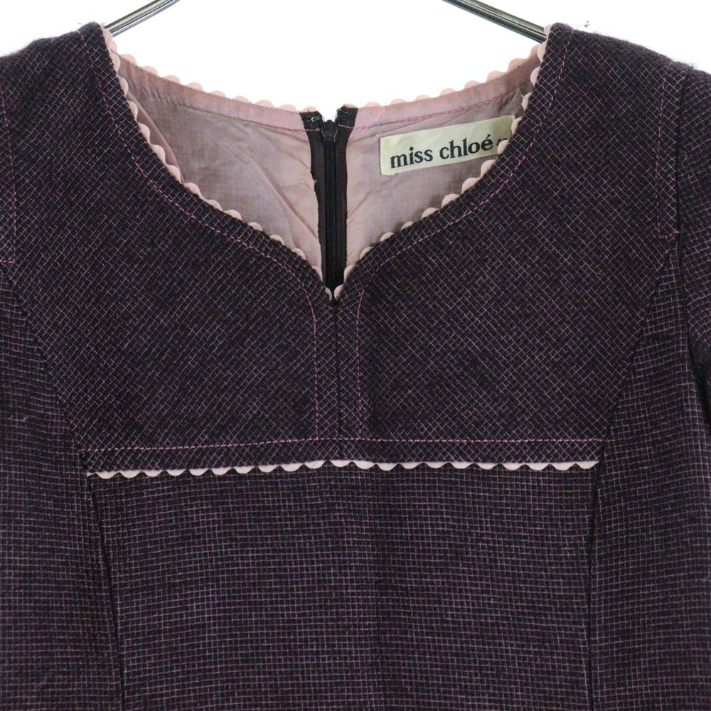 Chloe(クロエ) FRILL NECK ONE PIECEフリルネックワンピース ピンク レディース