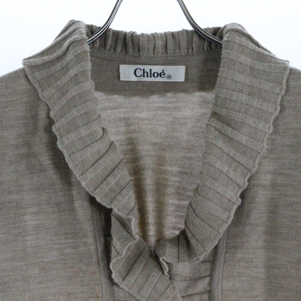 Chloe(クロエ) 1Bフリルニットジャケット ベージュ D-OS 6021