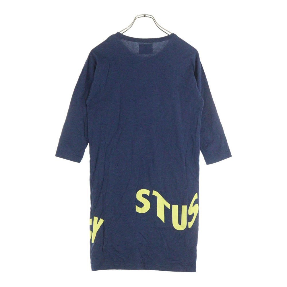 【即完売】ステューシー　カナダ製　バックプリント　刺繍ロゴ　ネイビー　Tシャツ STUSSY ステューシー × No Vacancy Inn ノーバカンシーイン バックプリント ロゴ刺繍 プルオーバー パーカー ネイビー系  M中古