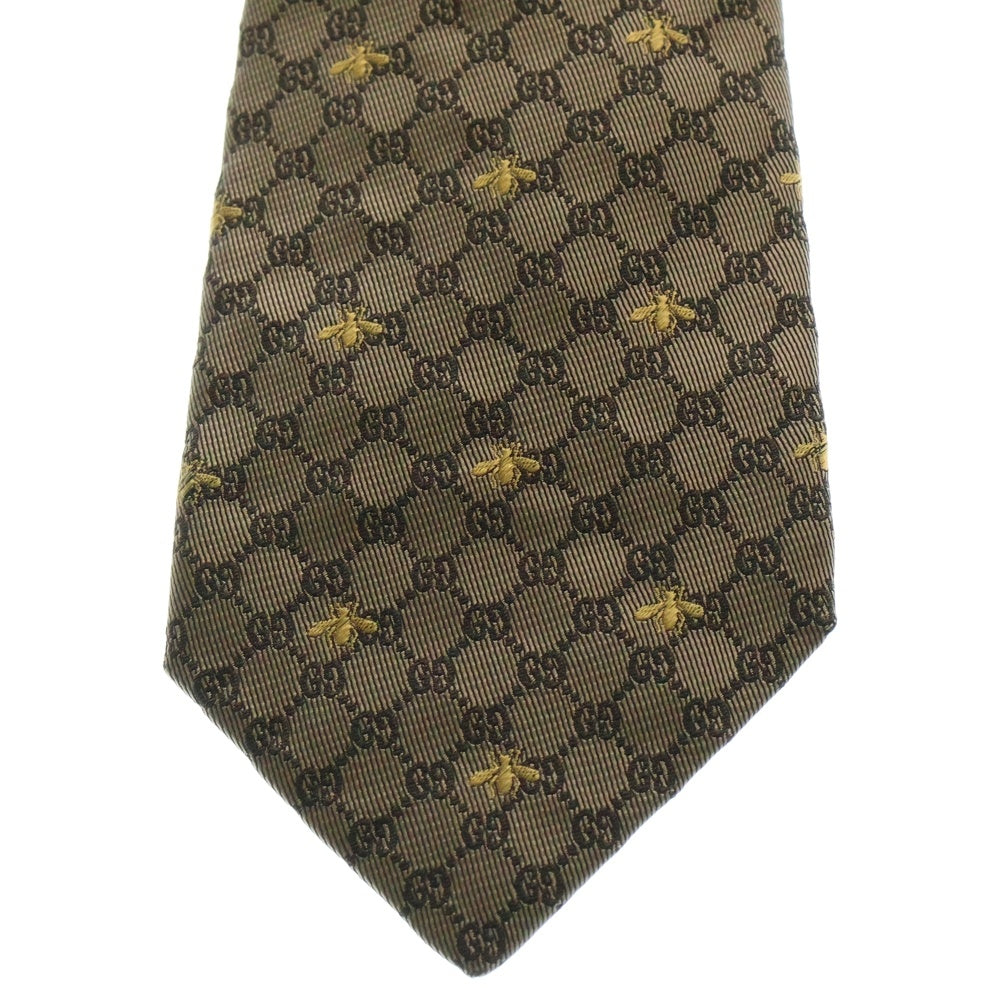 GUCCI(グッチ) GG BEES SILK TIE GGビー ナロー シルクタイ ネクタイ ブラウン 545078 4E002