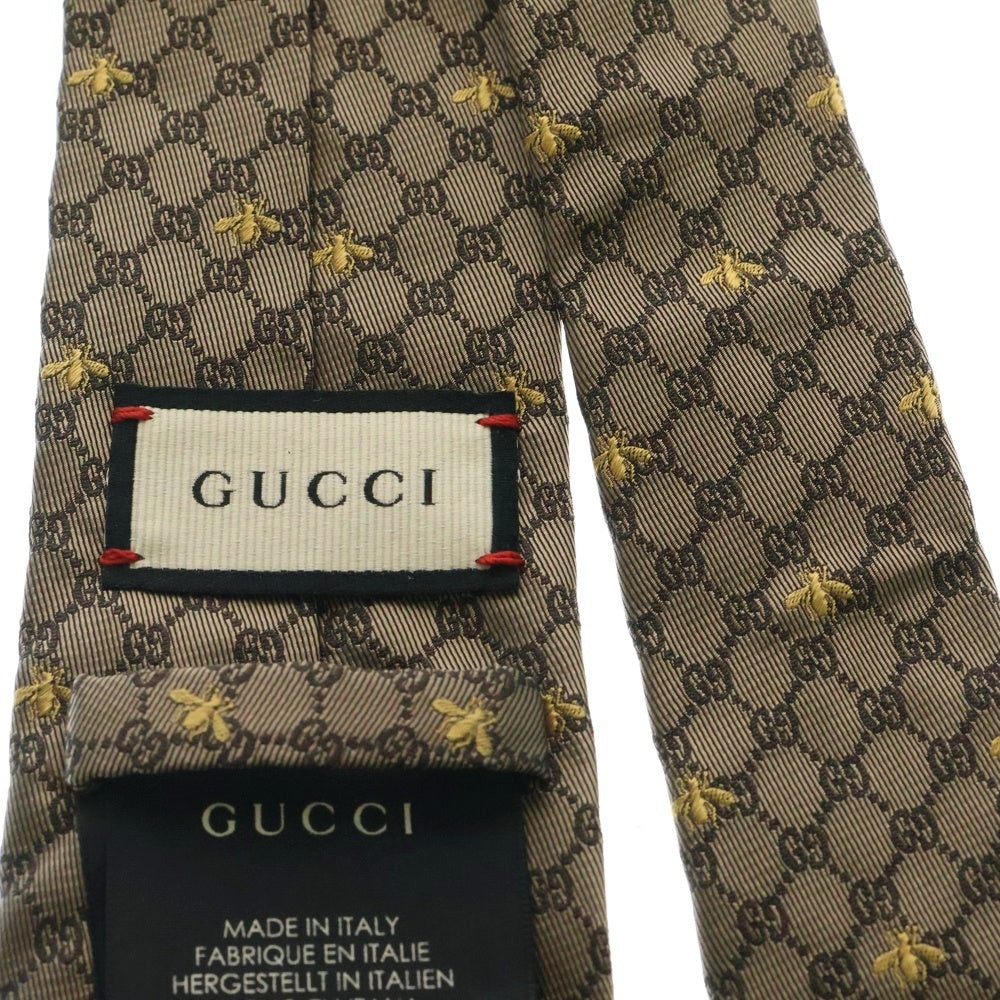 GUCCI(グッチ) GG BEES SILK TIE GGビー ナロー シルクタイ ネクタイ ブラウン 545078 4E002