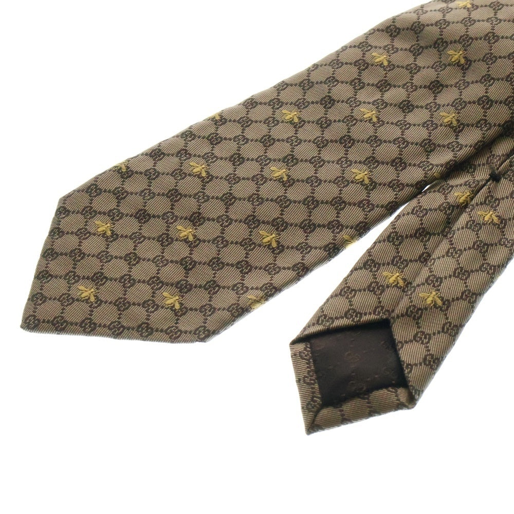 GUCCI(グッチ) GG BEES SILK TIE GGビー ナロー シルクタイ ネクタイ ブラウン 545078 4E002