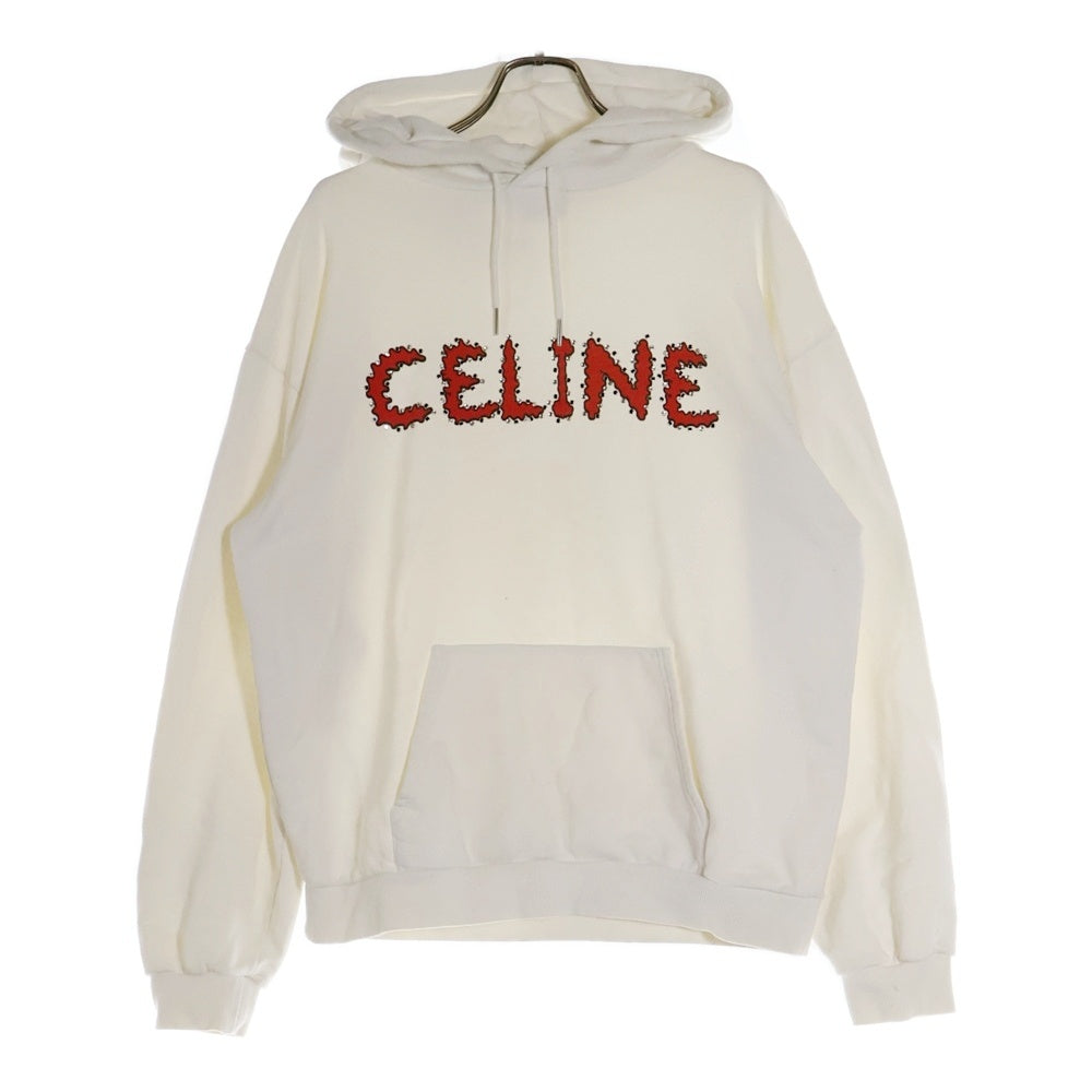 CELINE(セリーヌ) 23SS フロントラインストーンロゴ プルオーバーパーカー フーディ ホワイト 2Y88B670Q