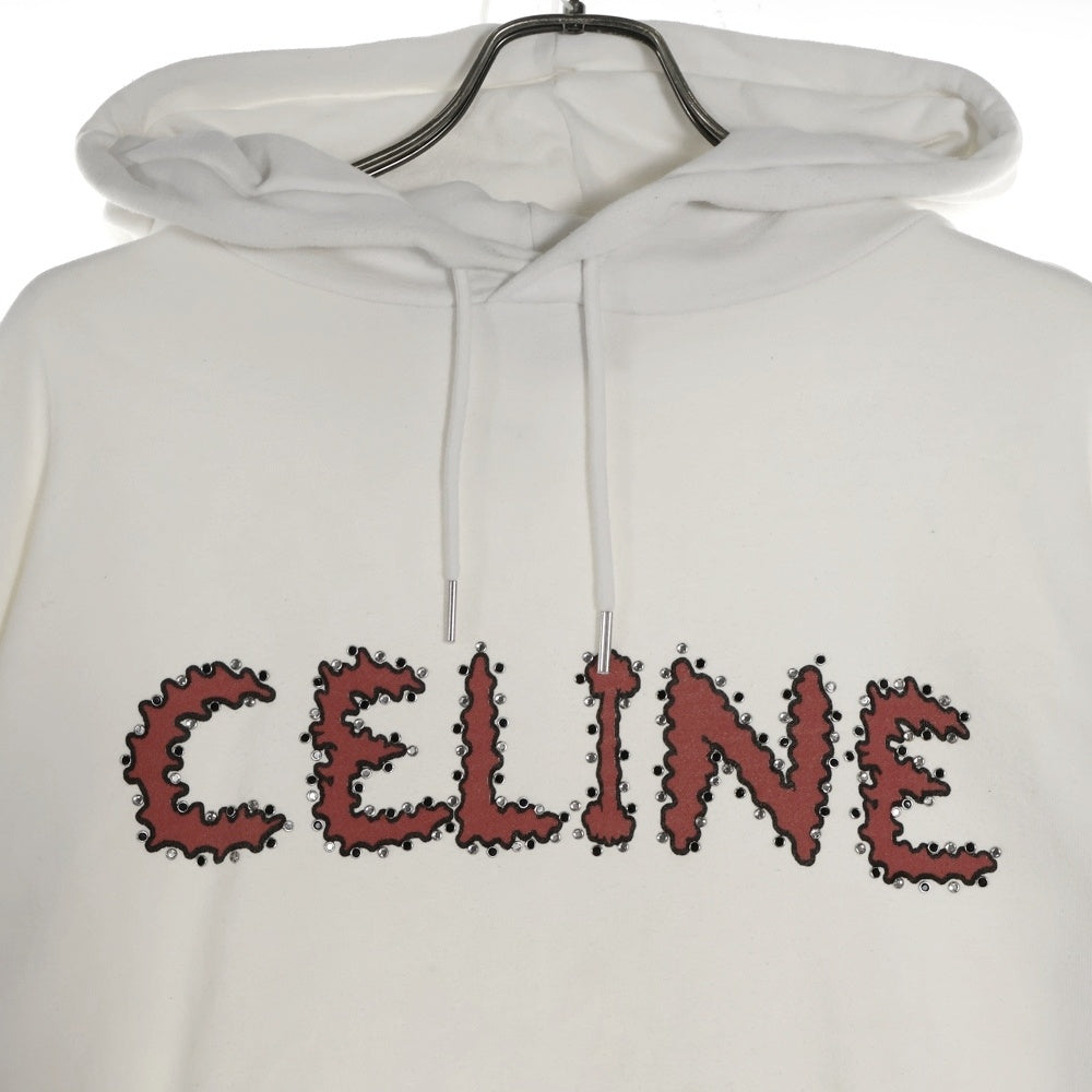CELINE(セリーヌ) 23SS フロントラインストーンロゴ プルオーバーパーカー フーディ ホワイト 2Y88B670Q