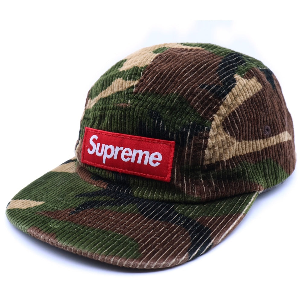 SUPREME(シュプリーム) 19AW Camo Corduroy Camp Cap カモフラ コーデュロイ ボックスロゴ キャップキャップ 帽子 カーキ/ブラウン