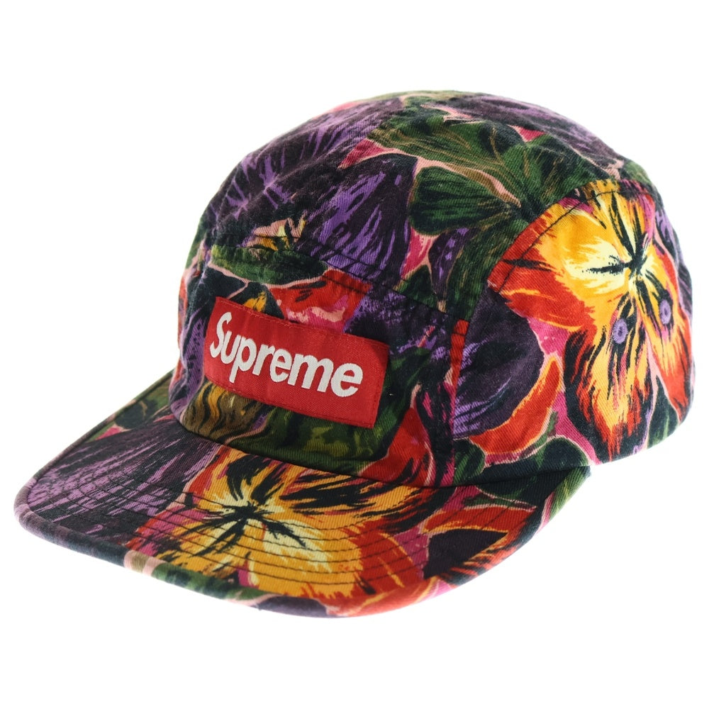 SUPREME(シュプリーム) 17AW Painted Floral Camp Cap Purple ペインテッドフローラルキャンプキャップ 帽子 マルチカラー