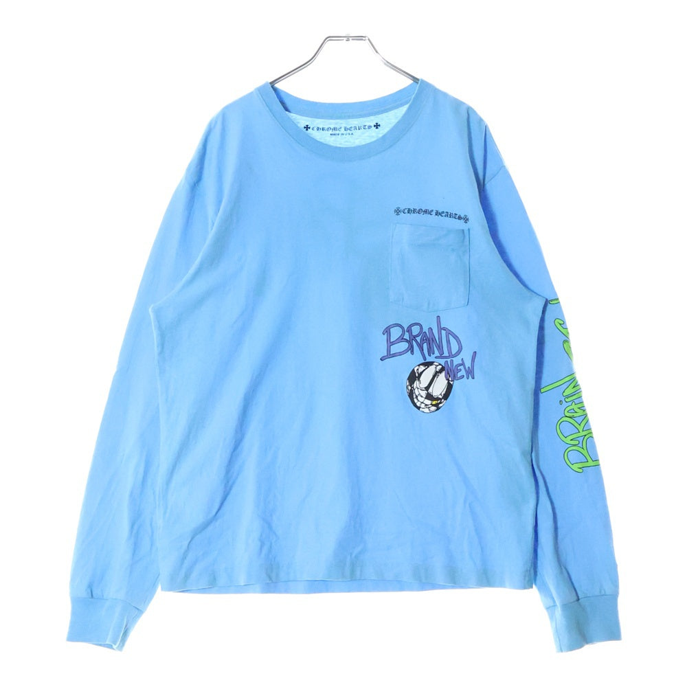 CHROME HEARTS(クロムハーツ) ×MATTY BOY BRAIN NEW L/S TEE ×マッティボーイ ブレインニュー クルーネック長袖Tシャツカットソー ロングスリーブ ロンT ブルー