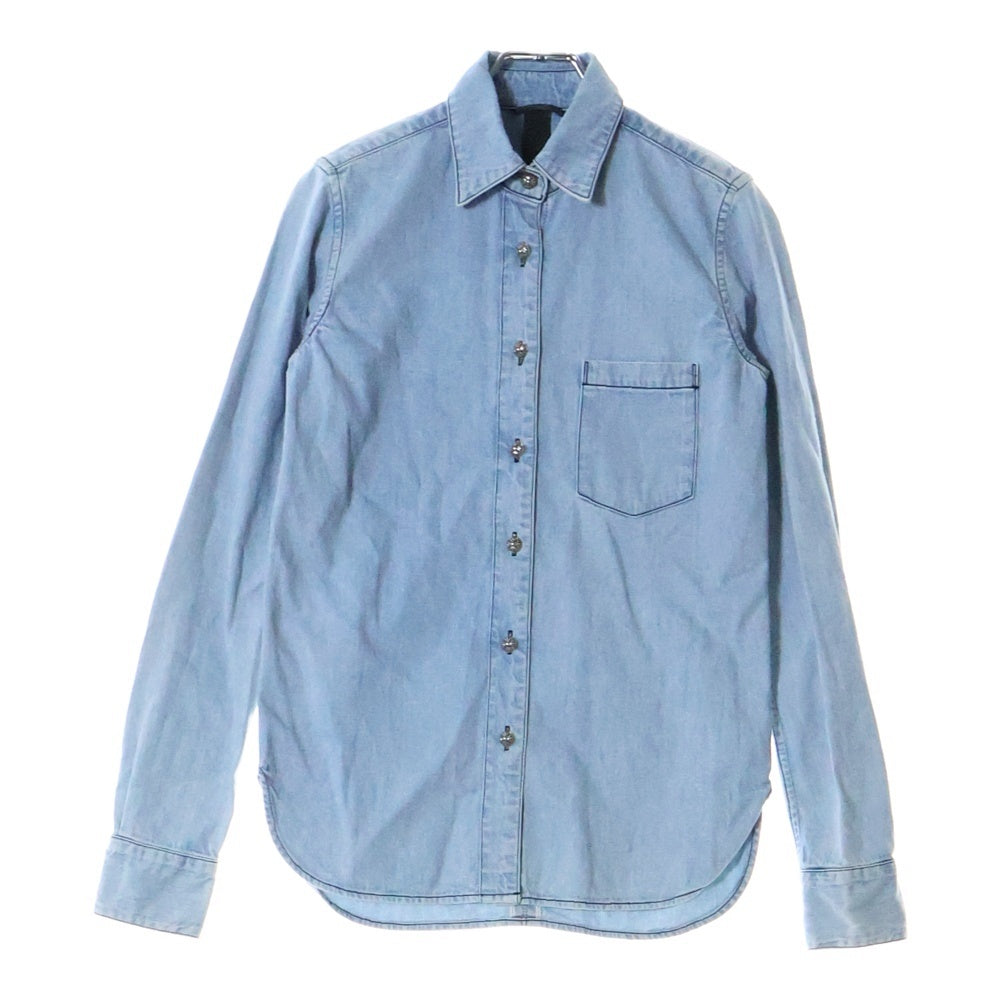 CHROME HEARTS(クロムハーツ) LOOSEENDS LS ルーズエンド レザークロスパッチ クロスボールボタン 長袖デニムシャツ インディゴ