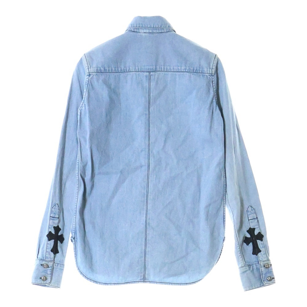 CHROME HEARTS(クロムハーツ) LOOSEENDS LS ルーズエンド レザークロスパッチ クロスボールボタン 長袖デニムシャツ インディゴ