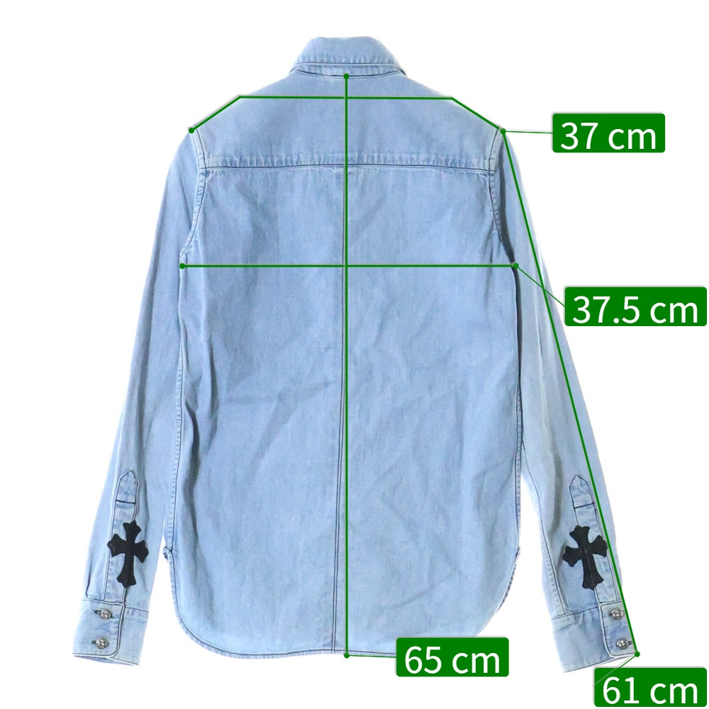 CHROME HEARTS(クロムハーツ) LOOSEENDS LS ルーズエンド レザークロスパッチ クロスボールボタン 長袖デニムシャツ インディゴ