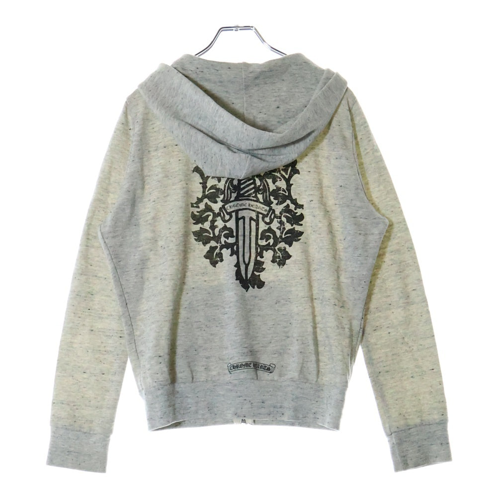 CHROME HEARTS(クロムハーツ) BACK VINE DAGGER PRINT HOODIE バックヴァインダガープリントフーディー ジップアップパーカー ダガージップ グレー