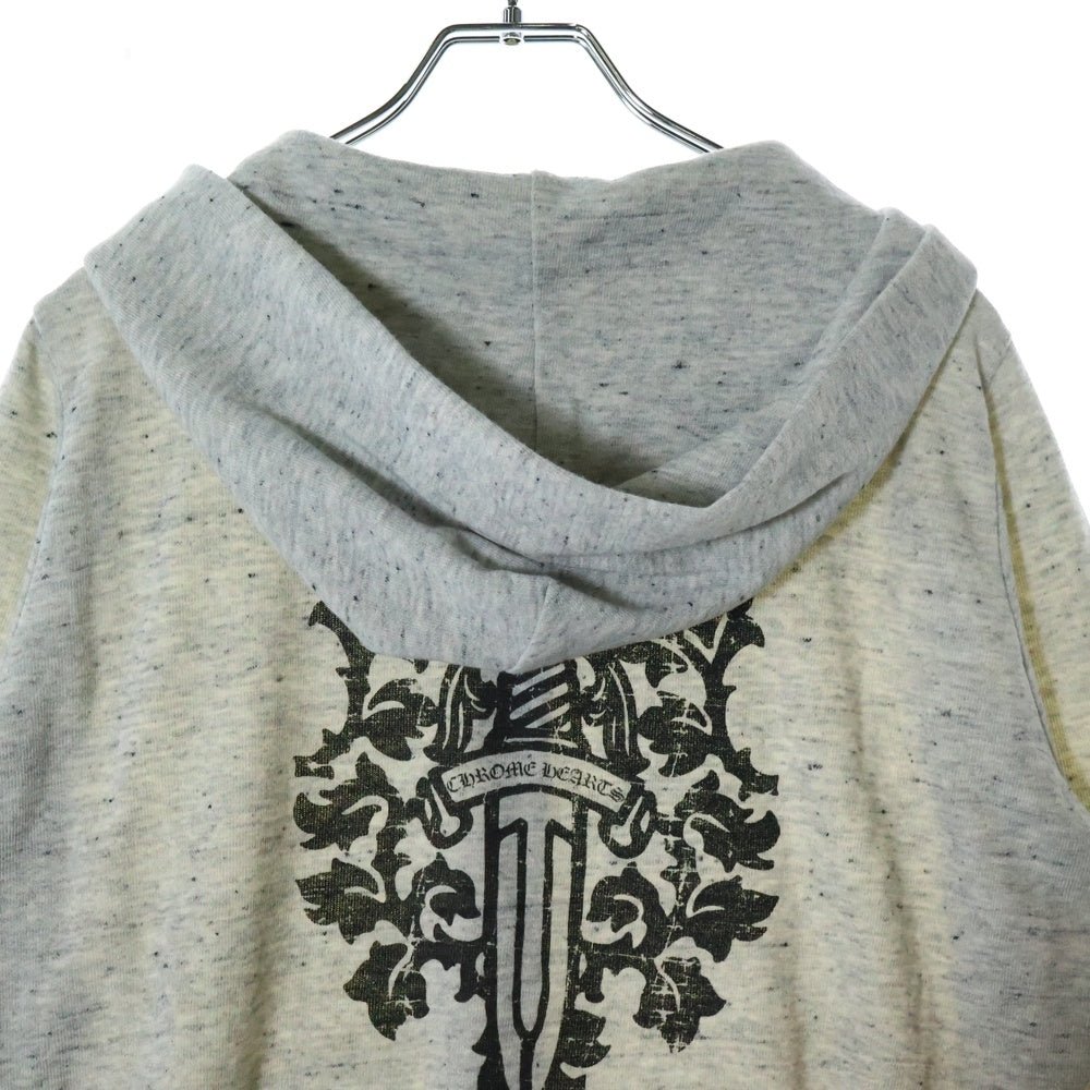 CHROME HEARTS(クロムハーツ) BACK VINE DAGGER PRINT HOODIE バックヴァインダガープリントフーディー ジップアップパーカー ダガージップ グレー
