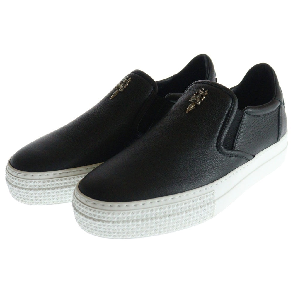 CHROME HEARTS(クロムハーツ) SLIP ON スリッポン ダガー装飾 レザーローカットスニーカー シューズ ブラック レディース