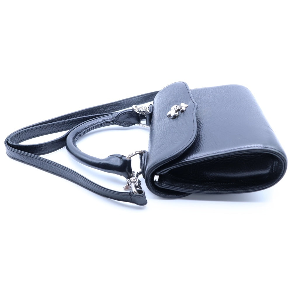 CHROME HEARTS(クロムハーツ) DOC ADAMS BSフレアモチーフレザー2WAYショルダーバッグ ハンドバッグ ブラック