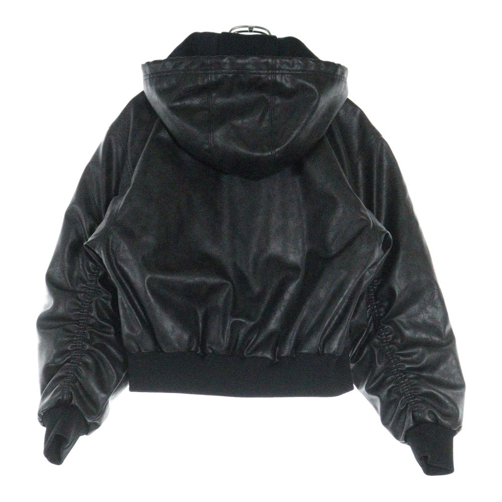 adidas Originals(アディダスオリジナルス) Adilenium Season3 FAUX LEATHER JUCKET JX9225 ヴィンテージ加工 フェイクレザー フーデッドブルゾンジャケット ブラック