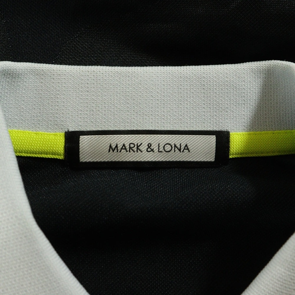 MARK&LONA(マークアンドロナ) POLO SHIRTS スカルロゴ半袖ポロシャツ ハーフジップ ブラック MLW-0A-AP02