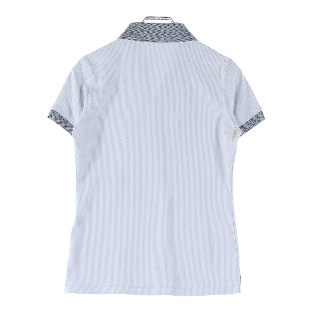 MARK&LONA(マークアンドロナ) POLO SHIRTS ラインストーンスカルロゴデザイン半袖ポロシャツ グレー MLW-9A-AP17