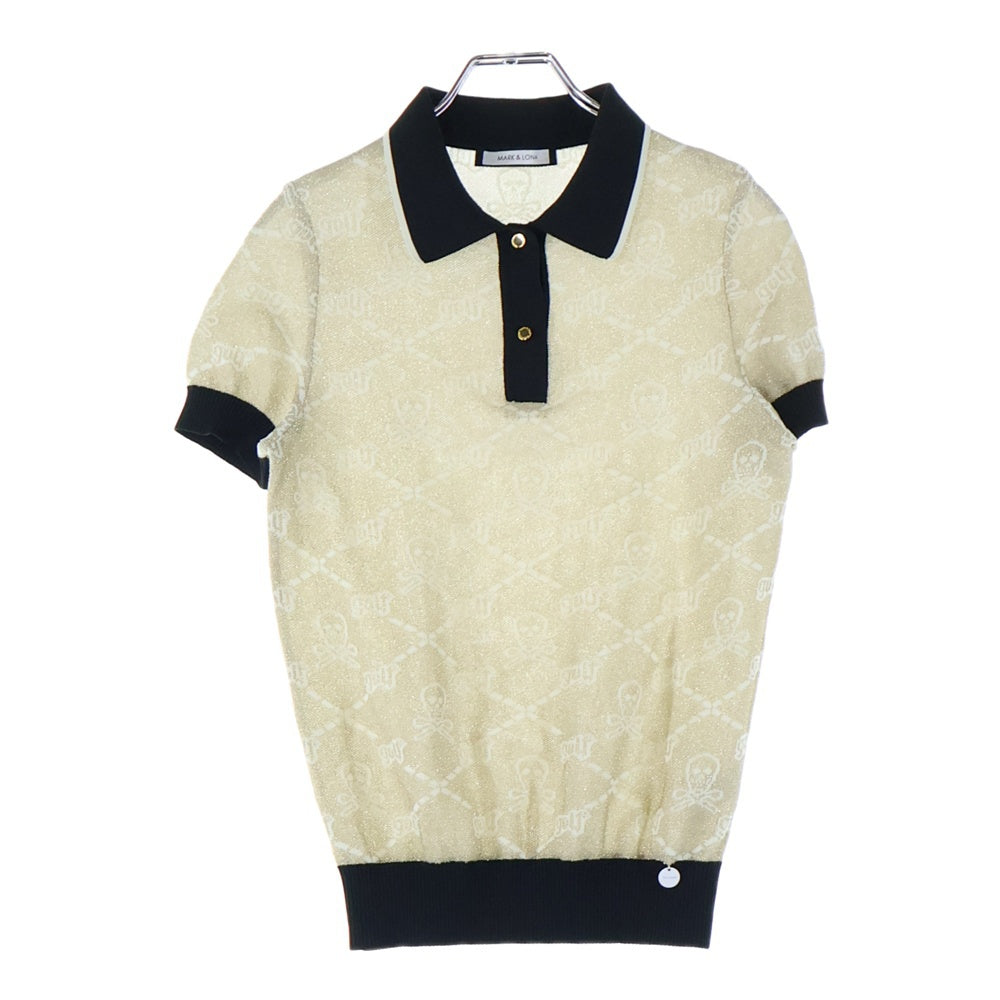 MARK&LONA(マークアンドロナ) POLO SHIRTS スカルデザインジャガード半袖ポロシャツ ゴールド MLW-0A-AB05