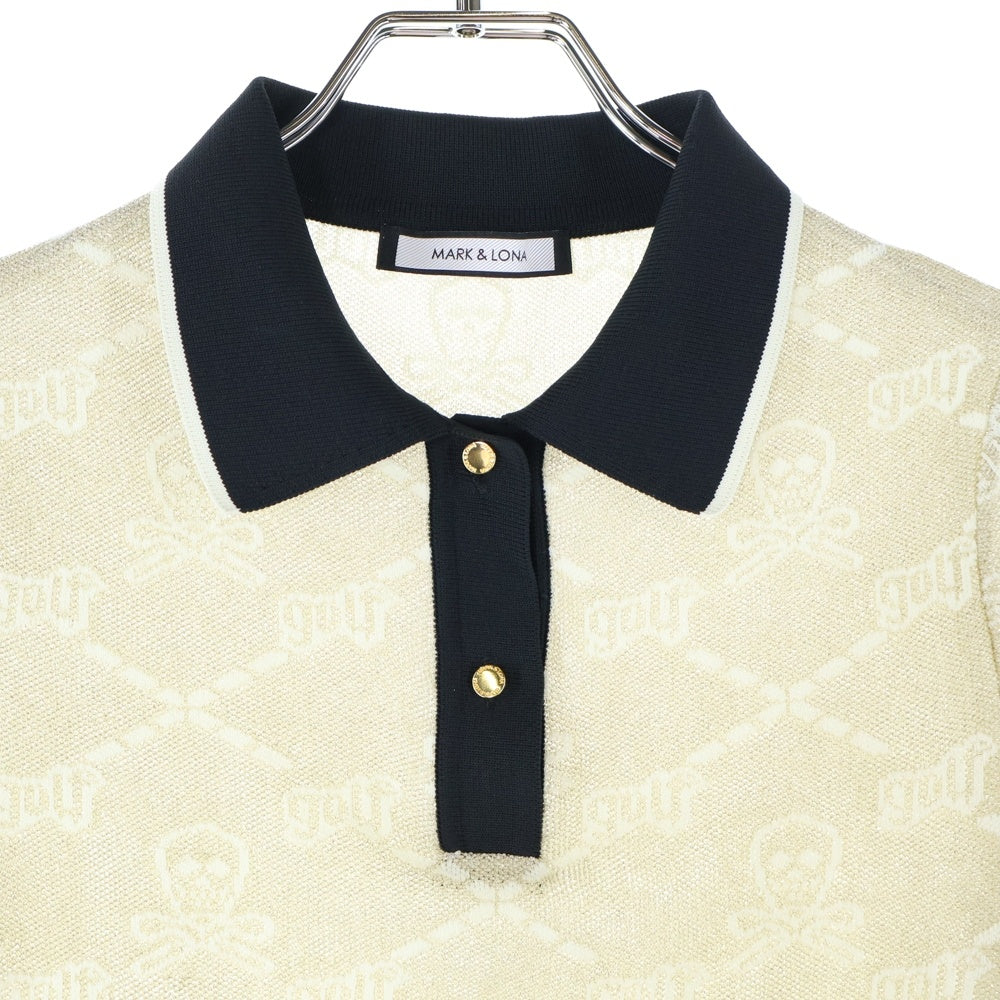 MARK&LONA(マークアンドロナ) POLO SHIRTS スカルデザインジャガード半袖ポロシャツ ゴールド MLW-0A-AB05