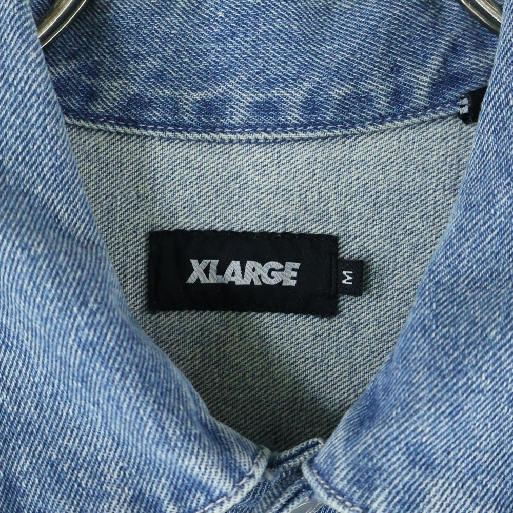 X-LARGE(エクストララージ) 23AW DENIM JACKET ダメージ加工 フロントデザインデニムジャケット インディゴ 101233021011