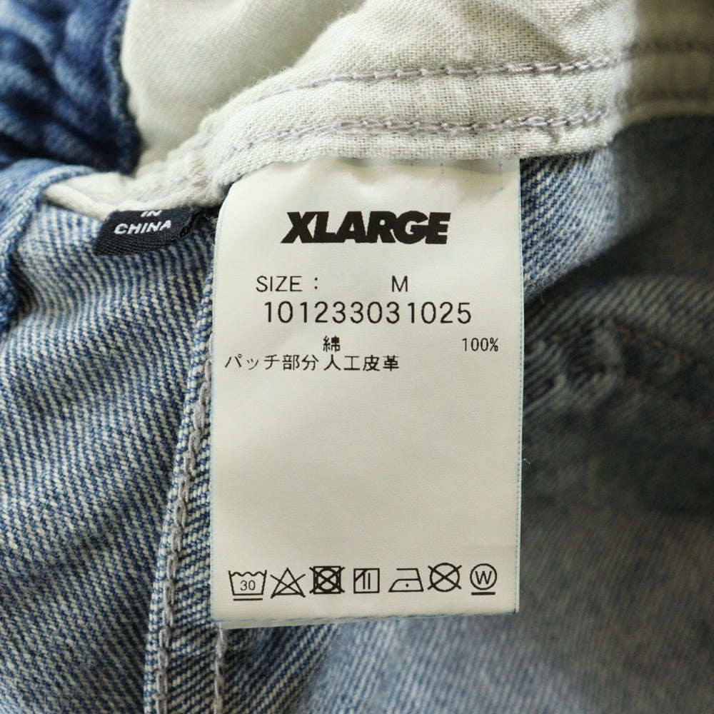 X-LARGE(エクストララージ) 23AW EASY DENIM PANTS ダメージ加工 フロントデザイン イージーデニムパンツ ジーンズ インディゴ 101233031025