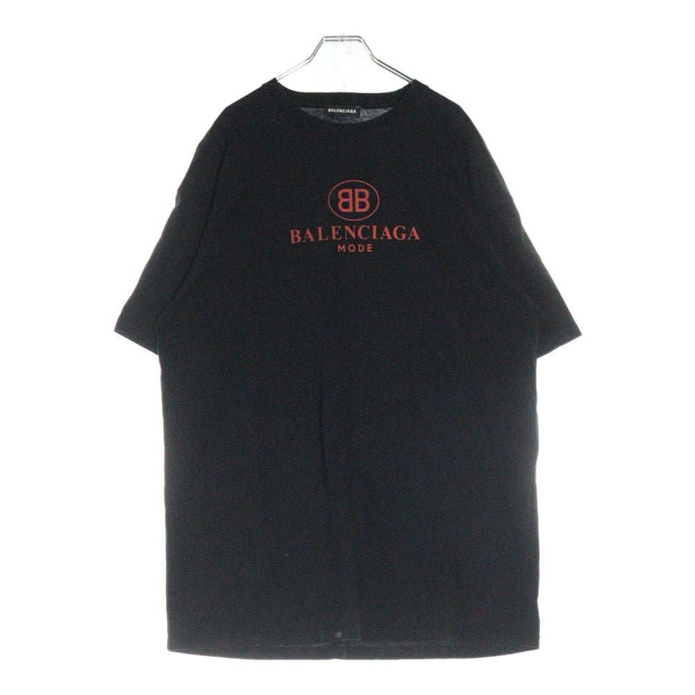 BALENCIAGA(バレンシアガ) 18AW BB Logo Print T-Shirt BBロゴプリント クルーネック半袖Tシャツカットソー ブラック 508203 TYK23