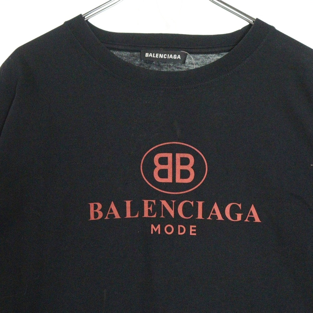 BALENCIAGA(バレンシアガ) 18AW BB Logo Print T-Shirt BBロゴプリント クルーネック半袖Tシャツカットソー ブラック 508203 TYK23