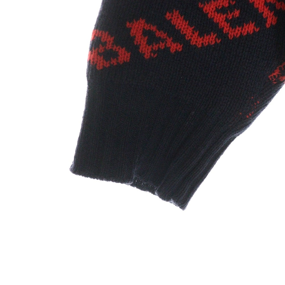 BALENCIAGA(バレンシアガ) 18SS ALLOVER LOGO CREWNECK KNIT 総柄ロゴニットセーター ネイビー 555279