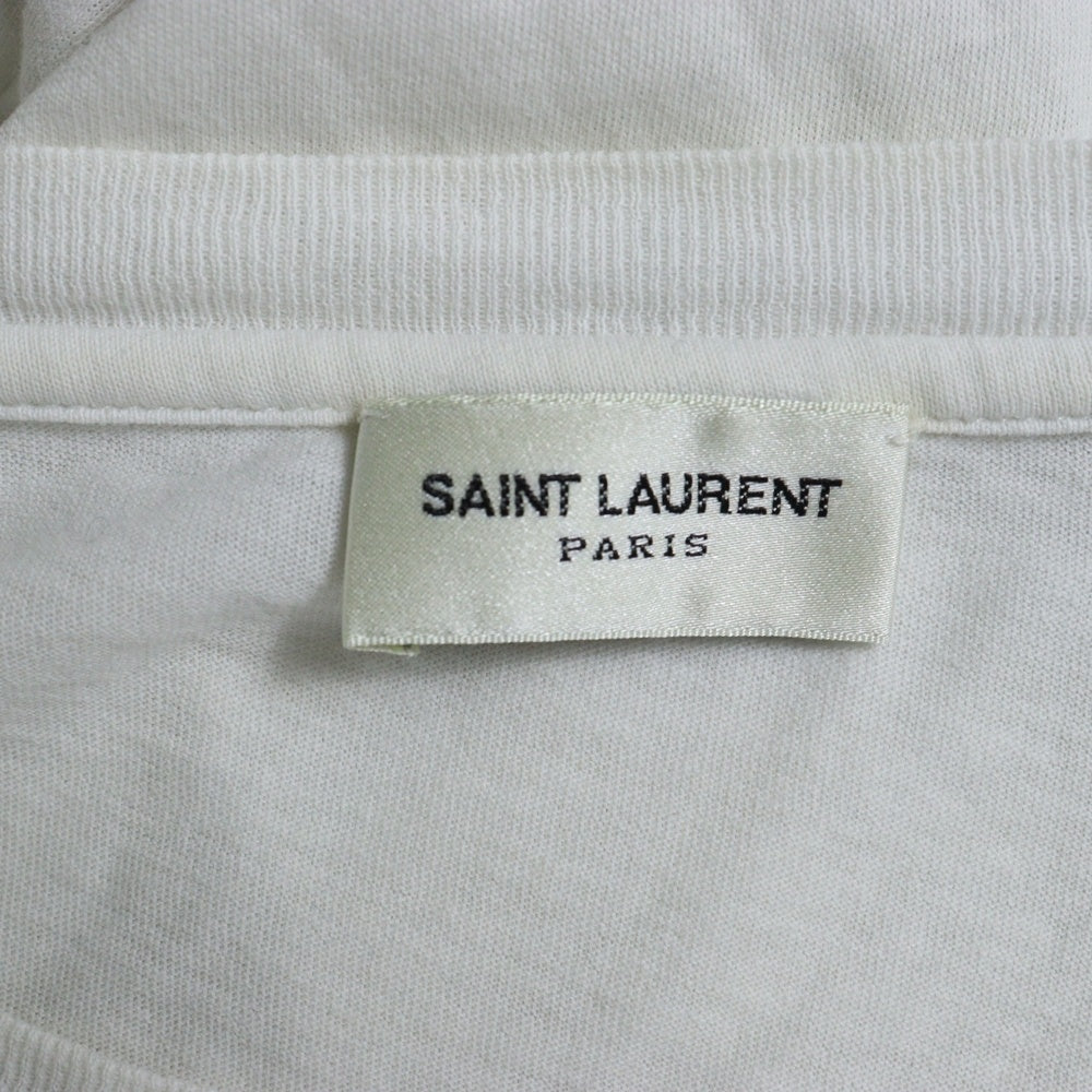 SAINT LAURENT PARIS(サンローランパリ) LOGO PRINT T-SHIRTS フロントロゴプリント半袖カットソー 半袖Tシャツ ホワイト
