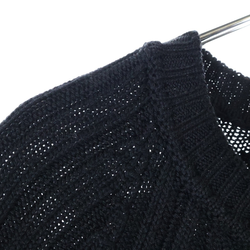 FENDI(フェンディ) FRONT LOGO SWEATER フロント筆記ロゴ刺繍クルーネックニットセーター ブラック